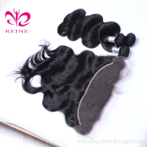 Brazilian Hair body wave virgin human hair Bundles with 13x4 Lace Frontal Closure 100%  Human Hair 3 Bundles With Frontal